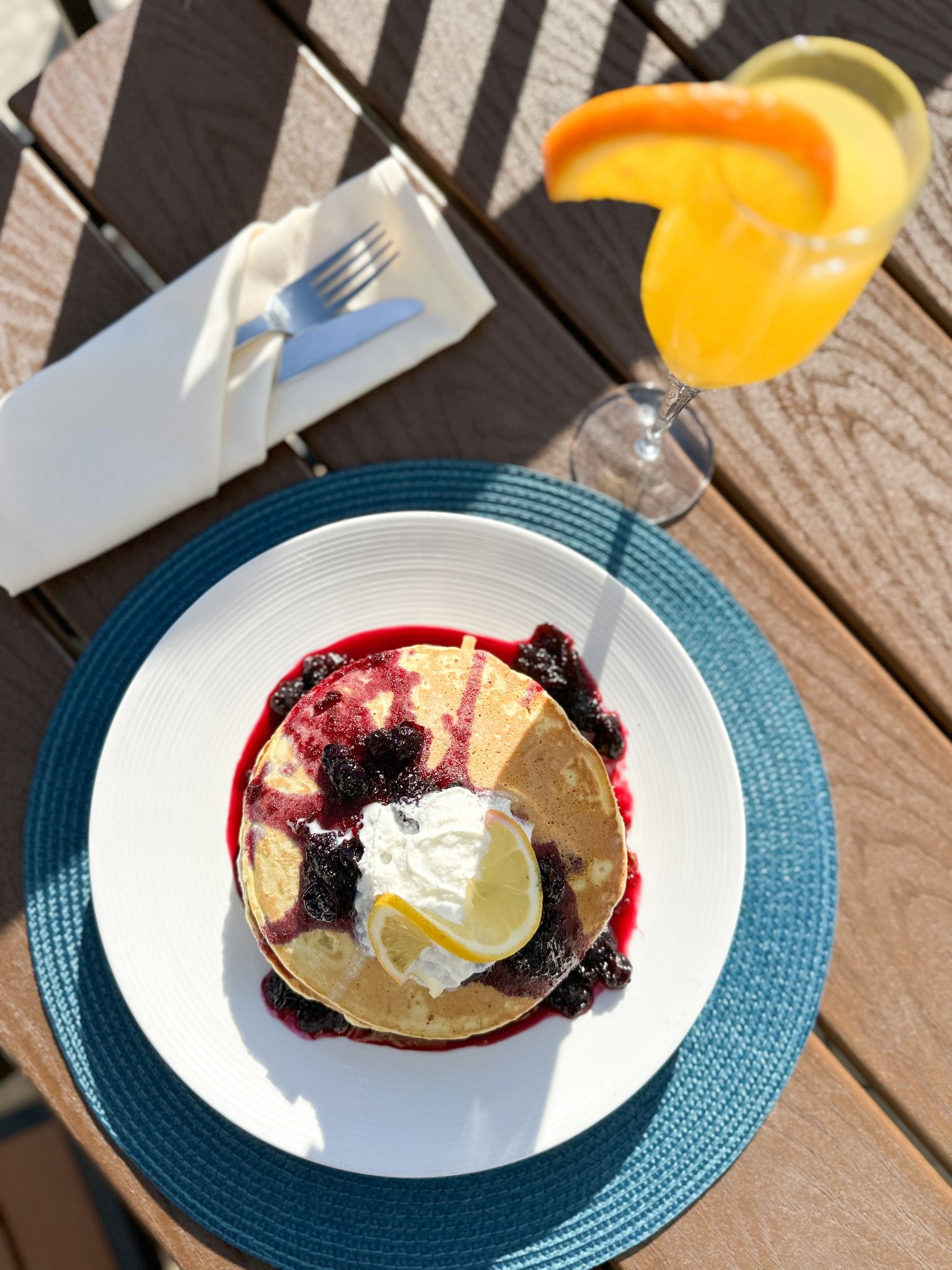 Pancakes on plate at Castile Restaurant in St. Pete Beach, FL