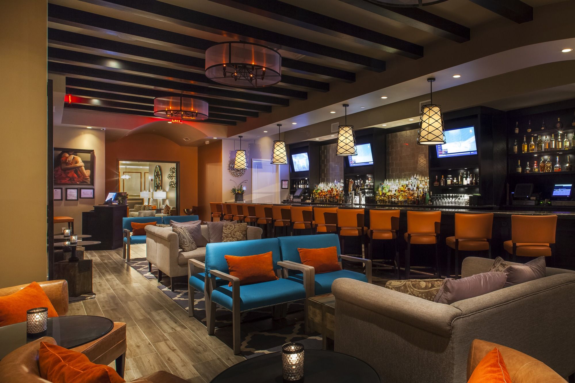 Interior shot of Castile Restaurant in St Pete with lounge and bar seating