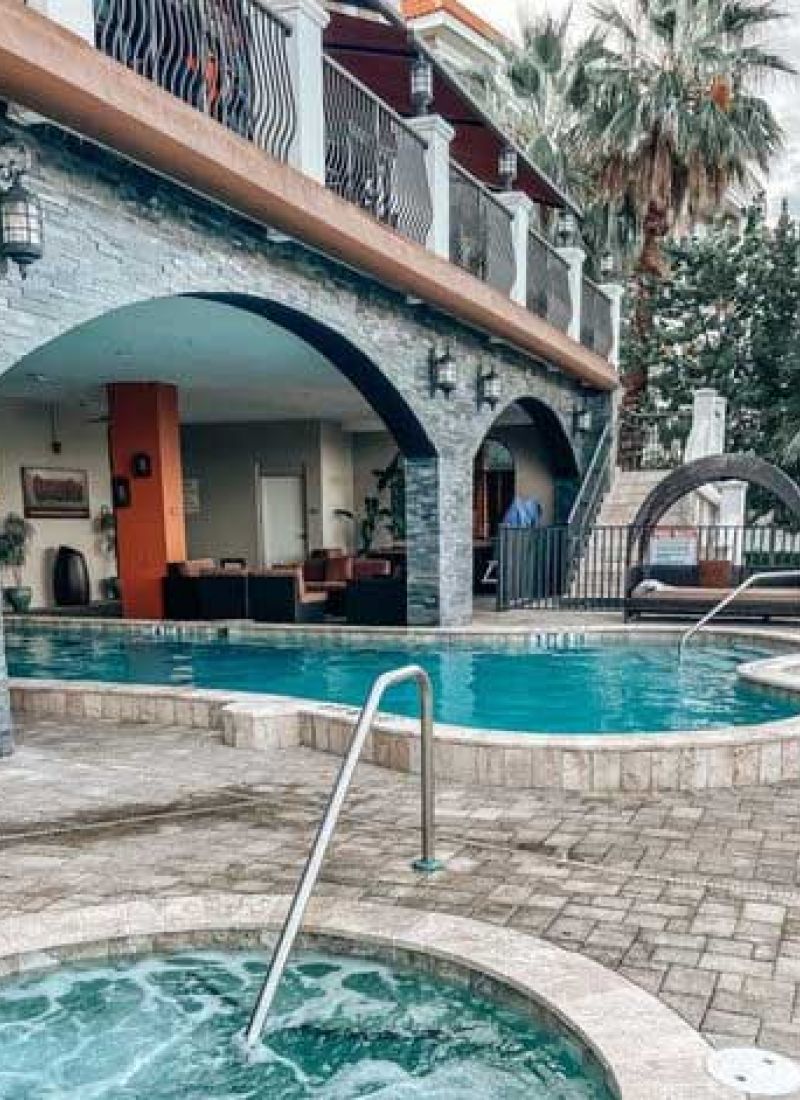 Outdoor pool and hot tub at The Hotel Zamora