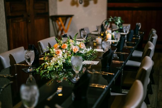 table prepared for a wedding reception in one of The Hotel Zamora's event spaces