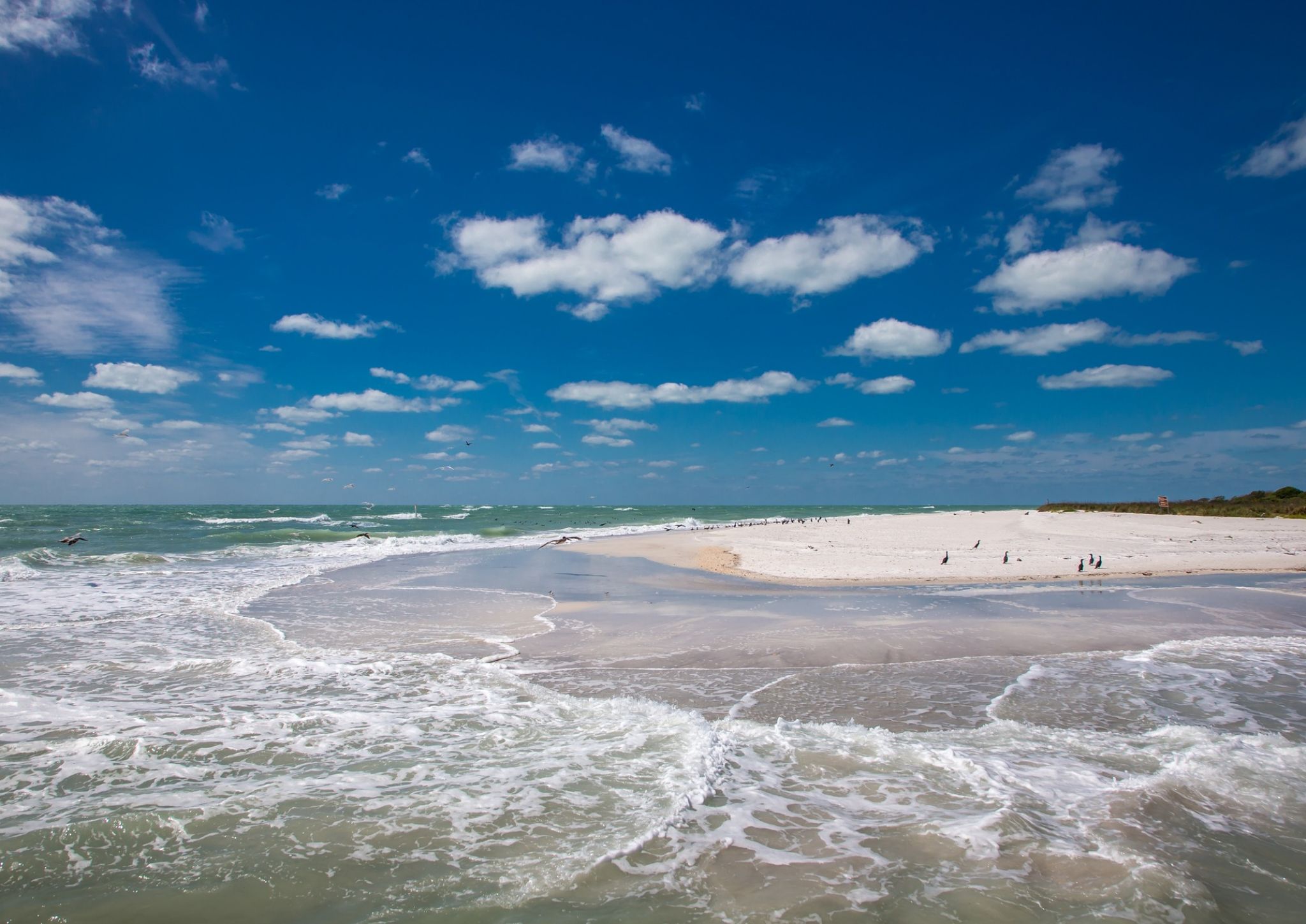 Aerial beach and ocean view of Egmont Key State Park